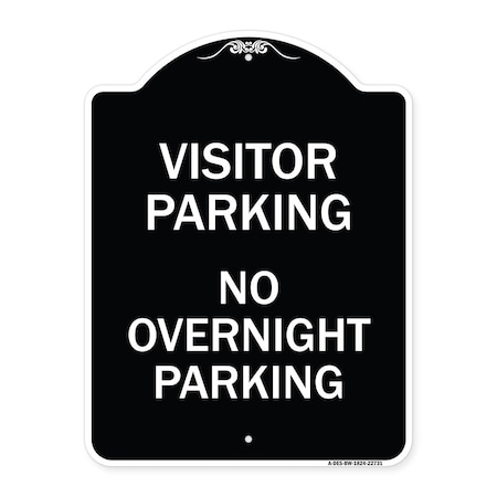 Signmission Visitor Parking No Overnight Parking Heavy-Gauge Aluminum Sign, 24" x 18", BW-1824-22731 A-DES-BW-1824-22731